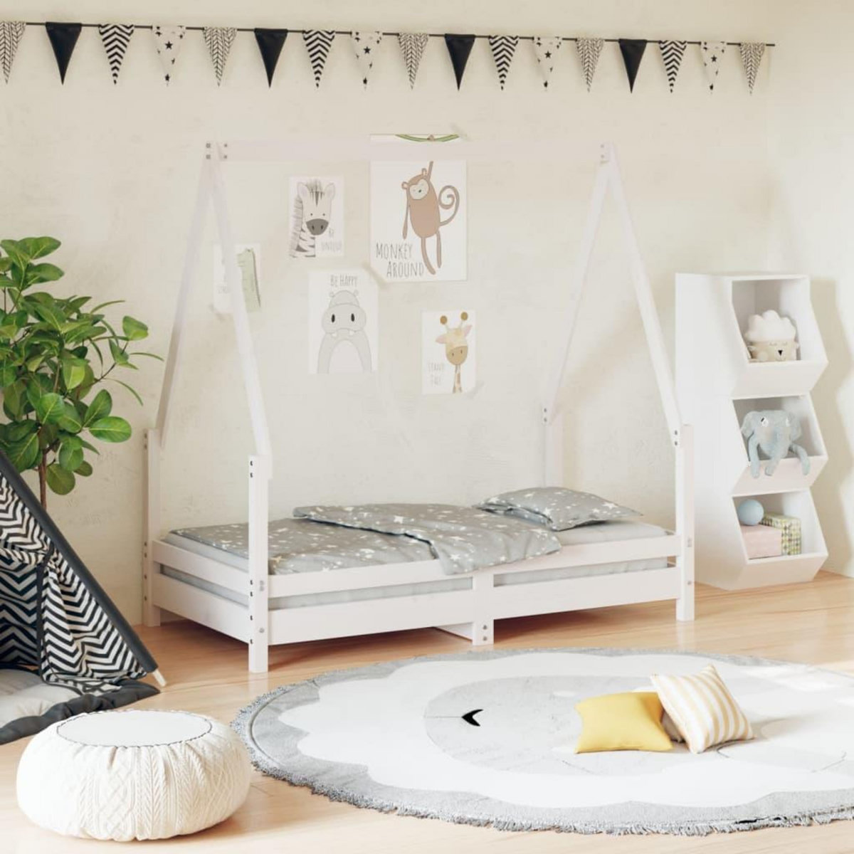 VIDAXL Cadre de lit pour enfant blanc 70x140 cm bois de pin massif