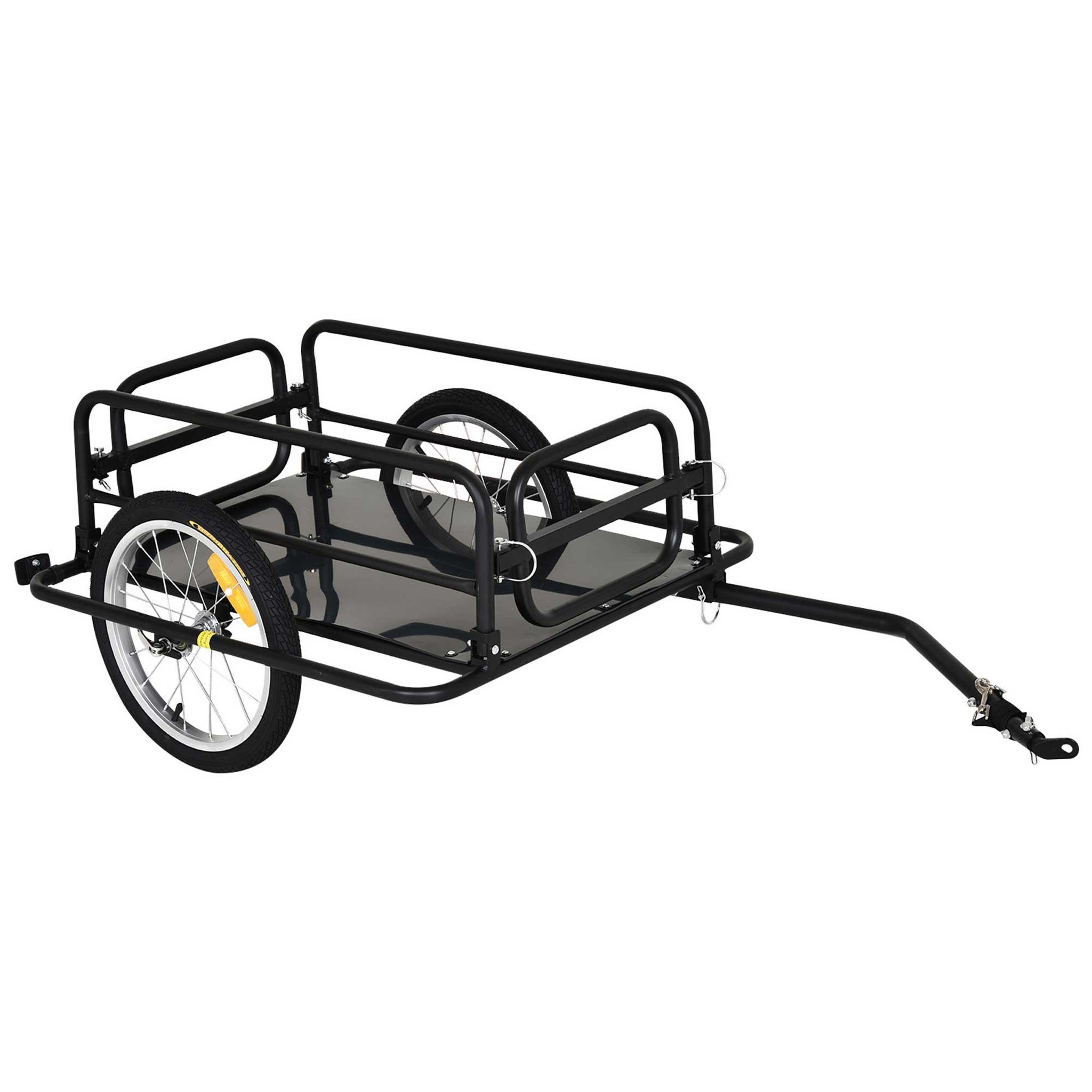 HOMCOM Remorque vélo remorque de transport pour vélo pliable 70l 139l x 71,5l x 49h cm barre d'attelage universelle acier noir