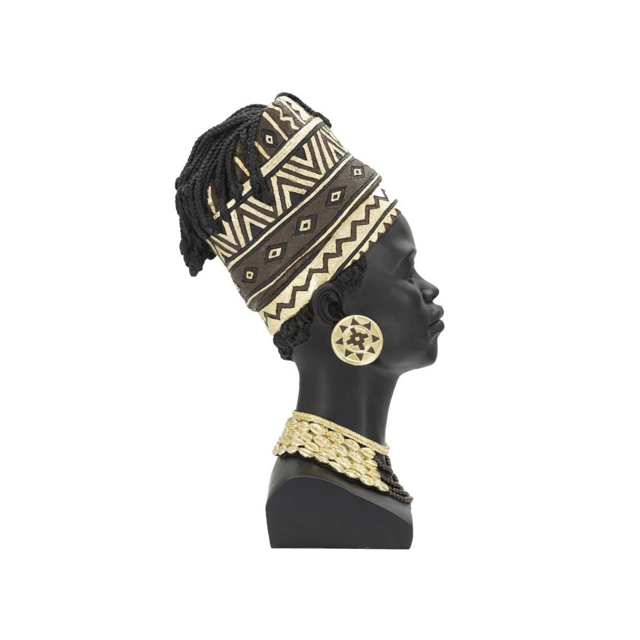 Voir la diapositive 2 : Paris Prix Statuette tête femme coiffe  massai  45cm noir