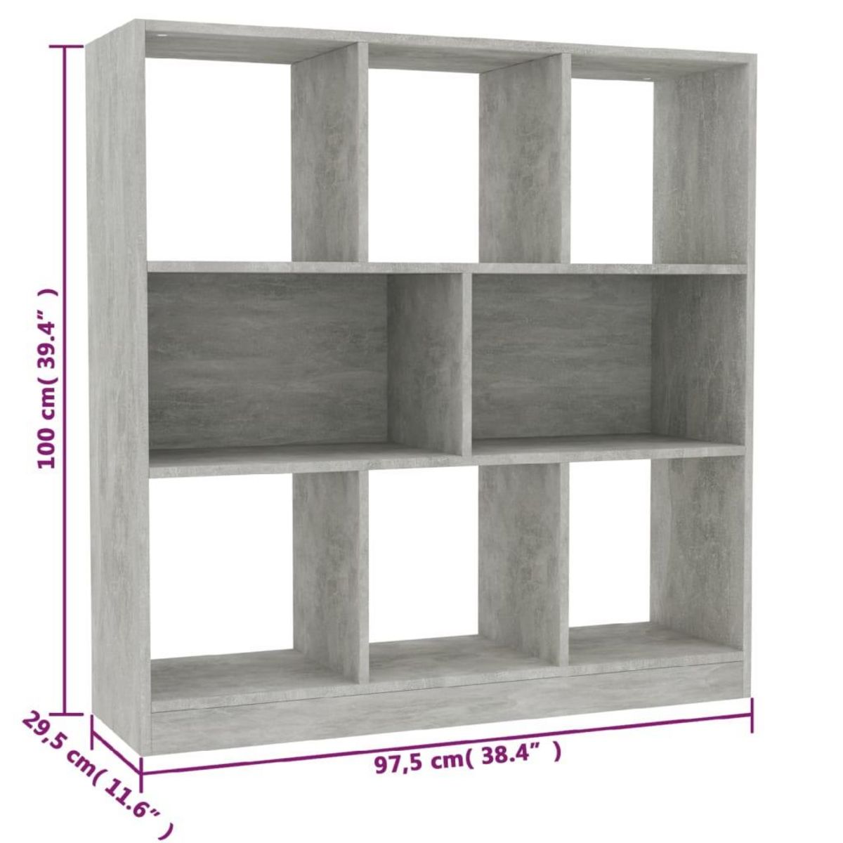 VIDAXL Bibliotheque Gris beton 97,5x29,5x100 cm Bois d'ingenierie