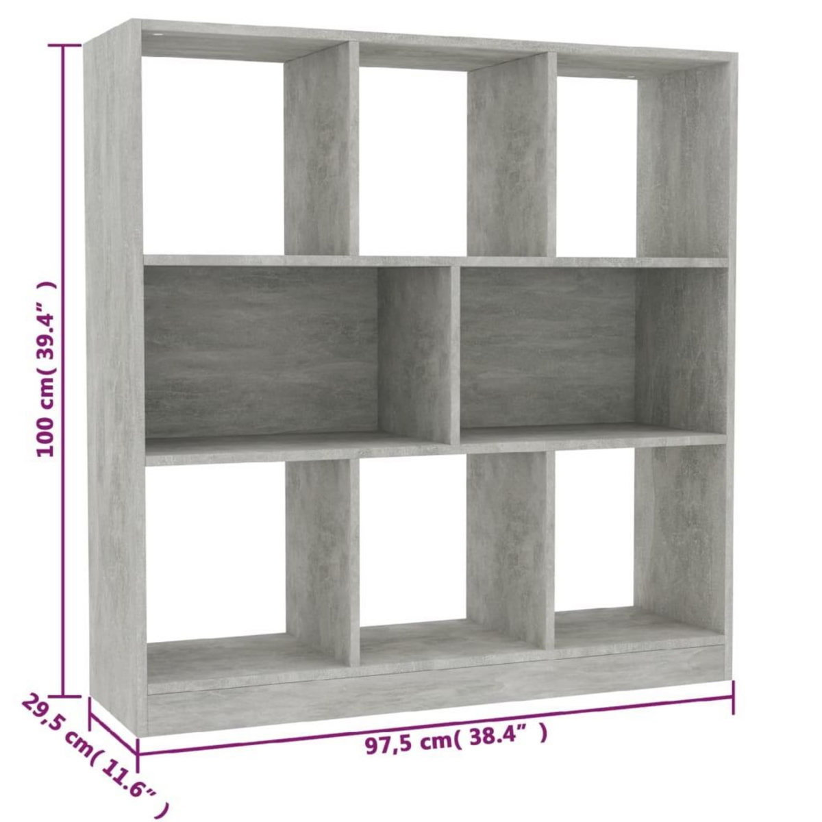 VIDAXL Bibliotheque Gris beton 97,5x29,5x100 cm Bois d'ingenierie