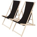 Habitat et Jardin Lot de 2 transat en bois  Chilienne  - 107 x 56.5 x 81 cm - Noir