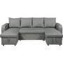 Voir la diapositive 1 : Habitat et Jardin Canapé d'angle panoramique convertible en tissu  Victor  - 4 places - Gris