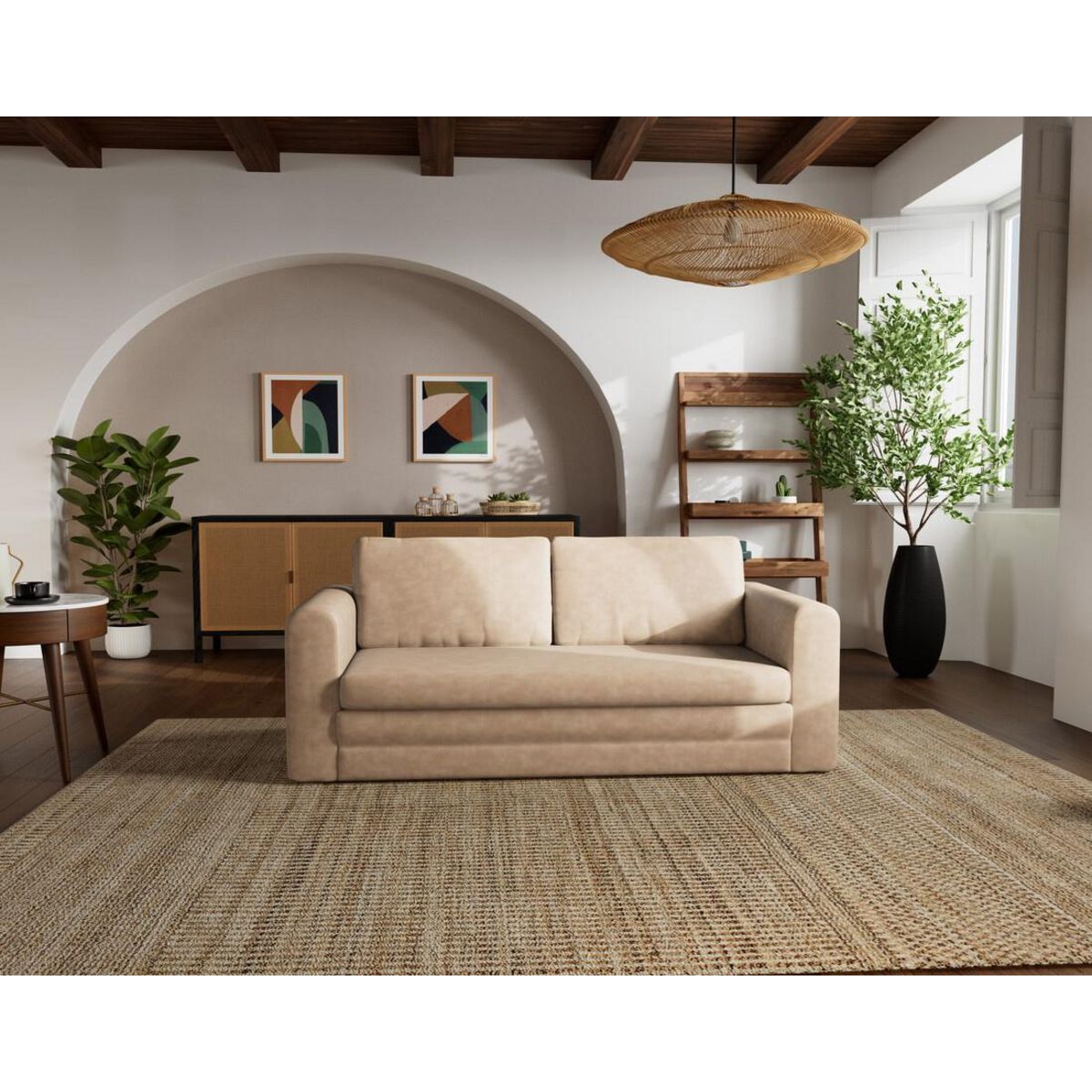 BEST MOBILIER Marilia - canapé 2 places convertible déplimousse en simili