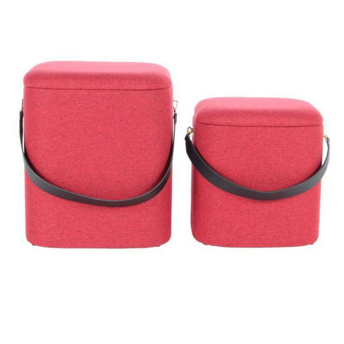 Paris Prix Lot de 2 Poufs & Coffres de Rangement  Arabella  44cm Rouge & Noir