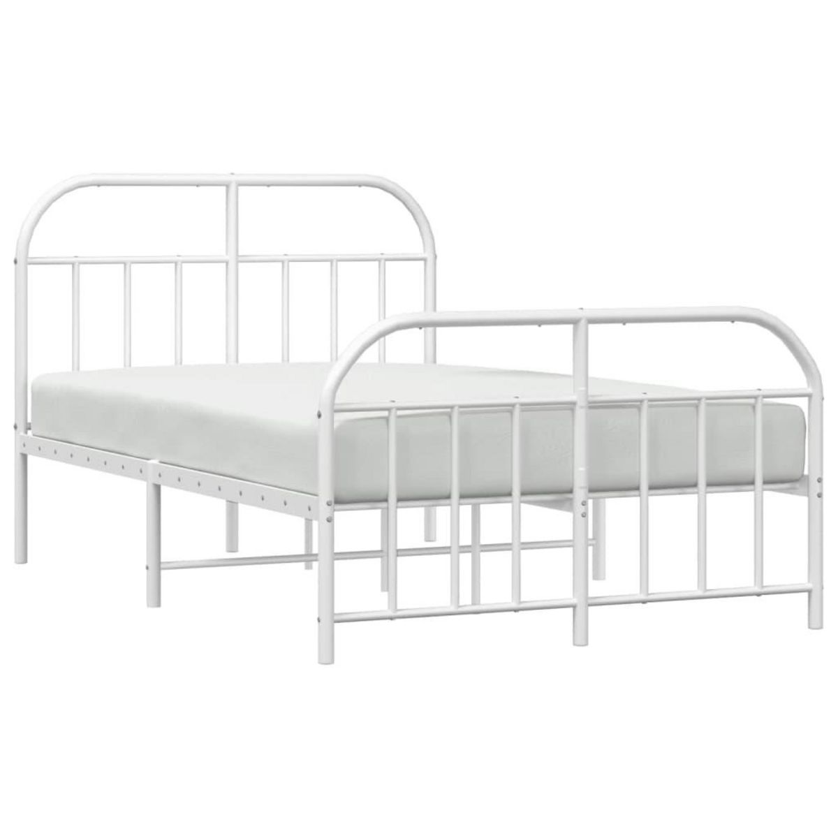 VIDAXL Cadre de lit metal sans matelas et pied de lit blanc 120x190 cm