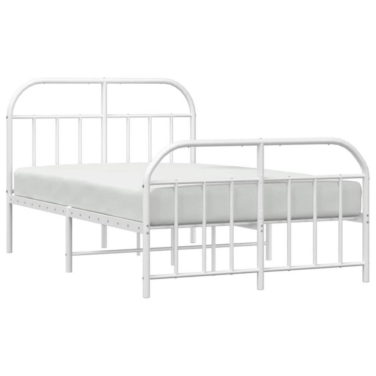VIDAXL Cadre de lit metal sans matelas et pied de lit blanc 120x190 cm