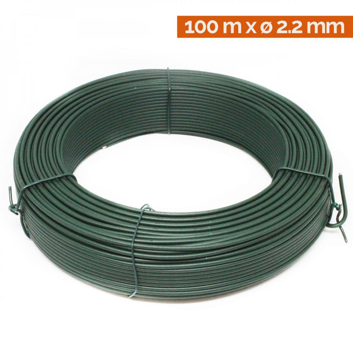 LINXOR Fil de tension en acier galvanisé plastifié pour grillage ou autre - 100 m x 2.2mm Ø - Vert