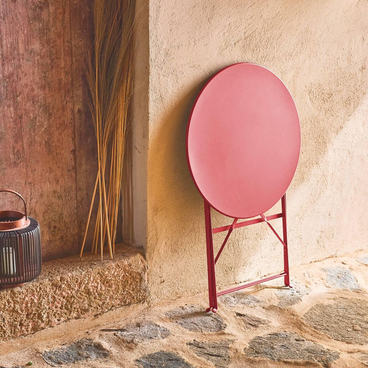 SWEEEK Table de jardin bistrot pliable - Emilia ronde - Table ronde Ø60cm en acier thermolaqué