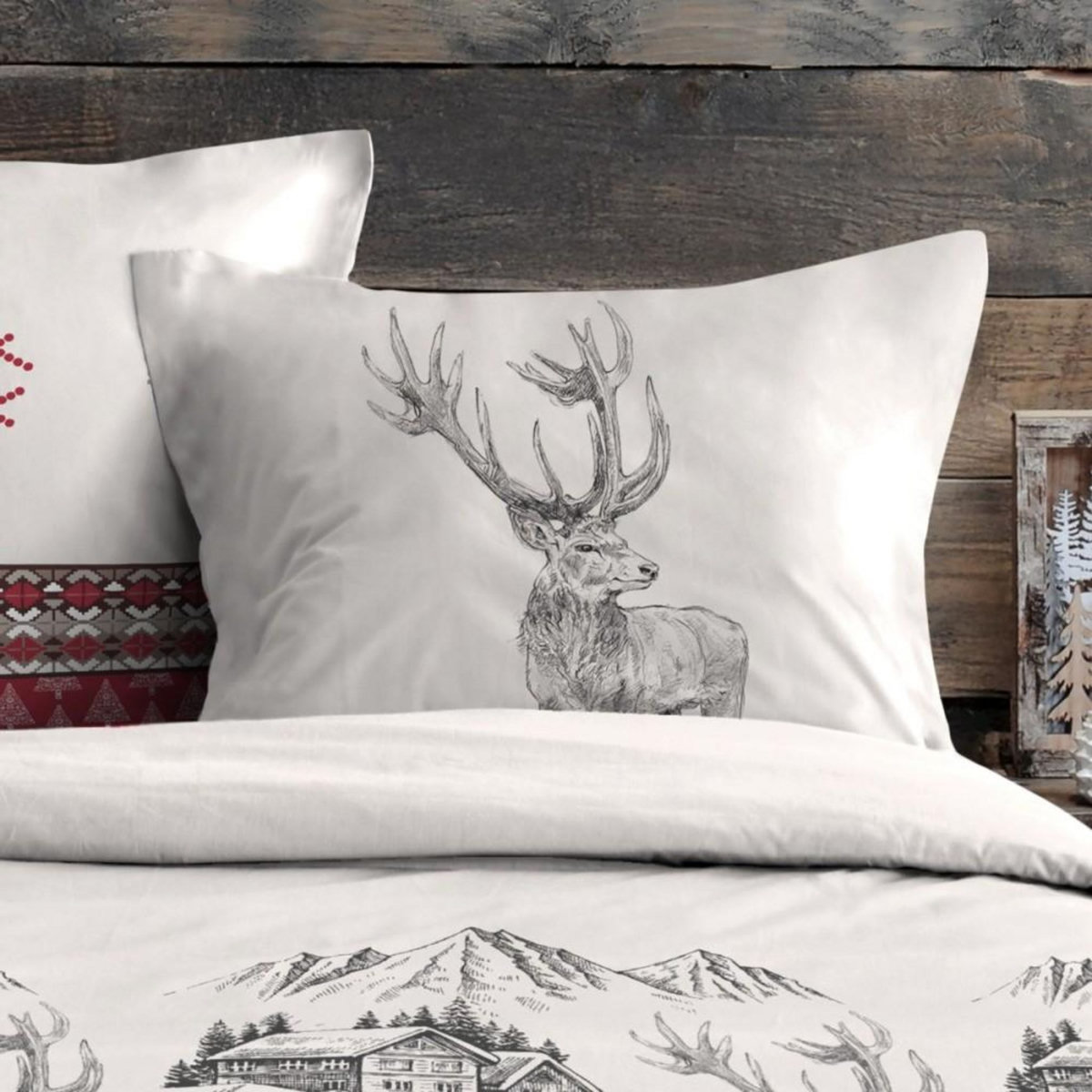 STOF Housse de couette 240x220 BAUGES + 2 taies coton 57 fils