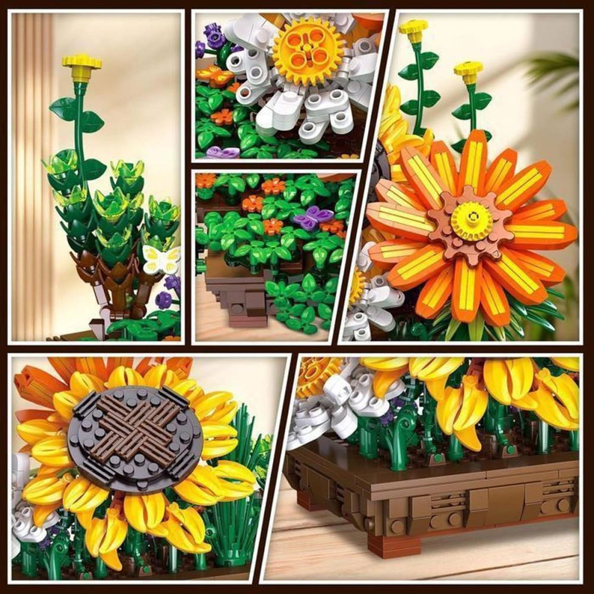 Voir la diapositive 3 : Kit de construction 2-en-1 floral bonsaï et fleur de table, 818 pièces, multicolore, dès 8 ans