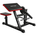 HOMCOM Banc à biceps preacher curl assise réglable 5 niveaux charge max. 120 Kg acier noir rouge