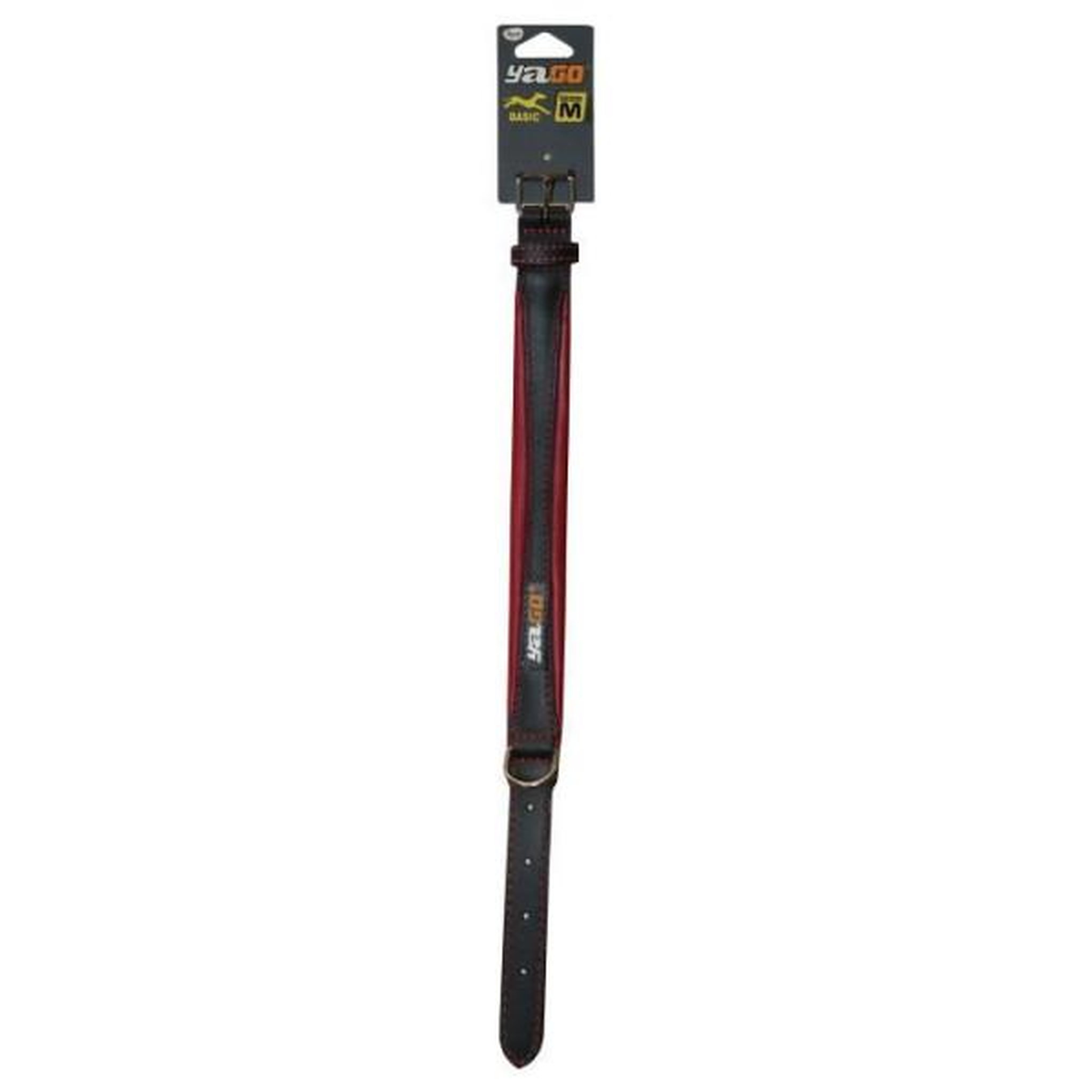 Voir la diapositive 2 : N/A Yago collier en cuir noir et rouge souple et réglable pour moyen chien, taille m 34-43 cm
