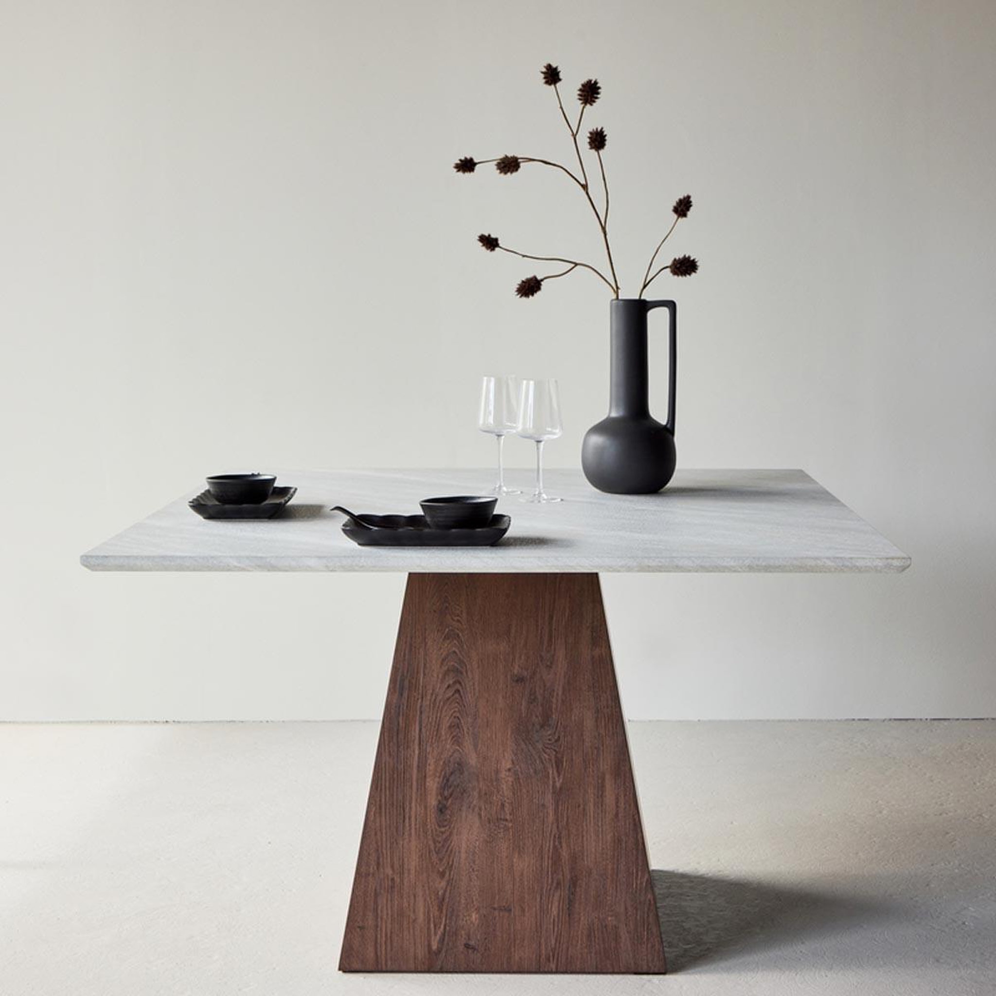 Voir la diapositive 4 : Paris Prix Table de repas effet pierre  cael  120cm gris & moka