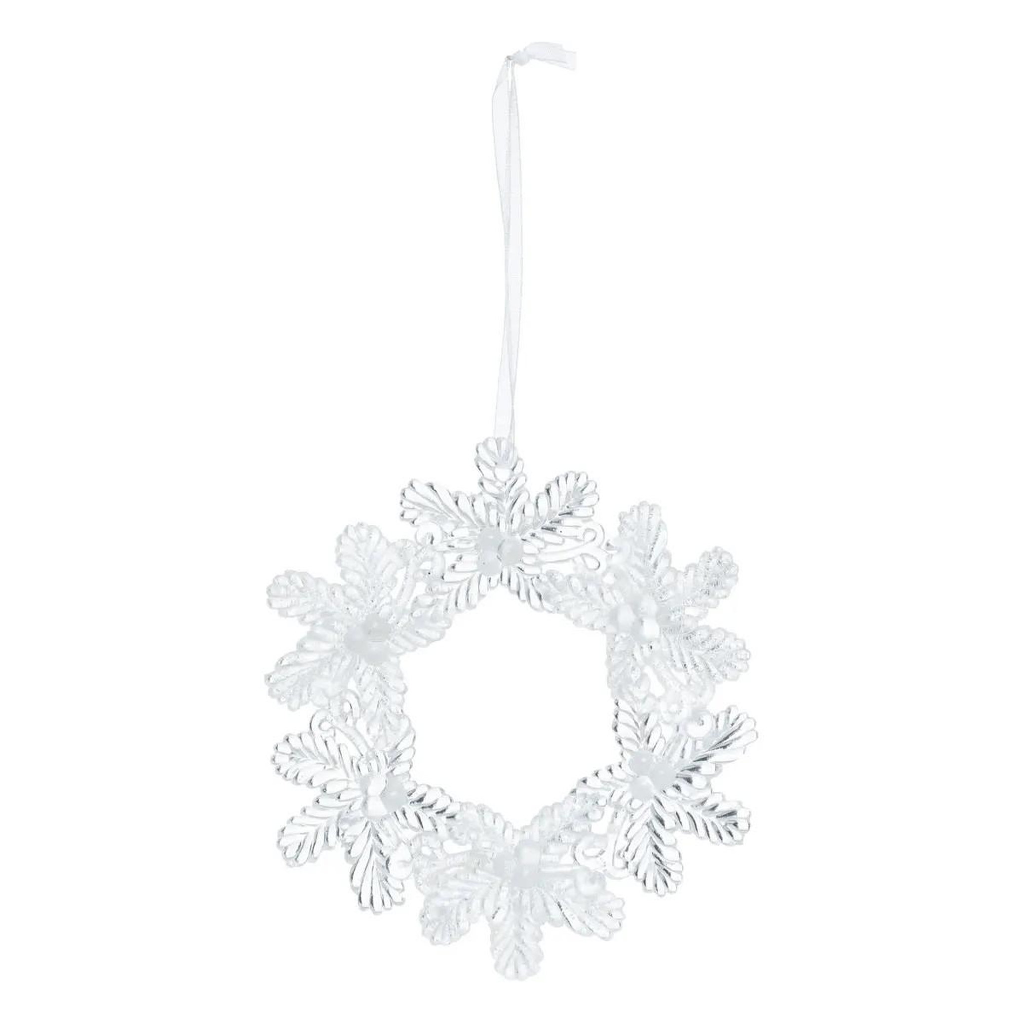 ATMOSPHERA Sujet de noël couronne de fleur  perle  10cm transparent