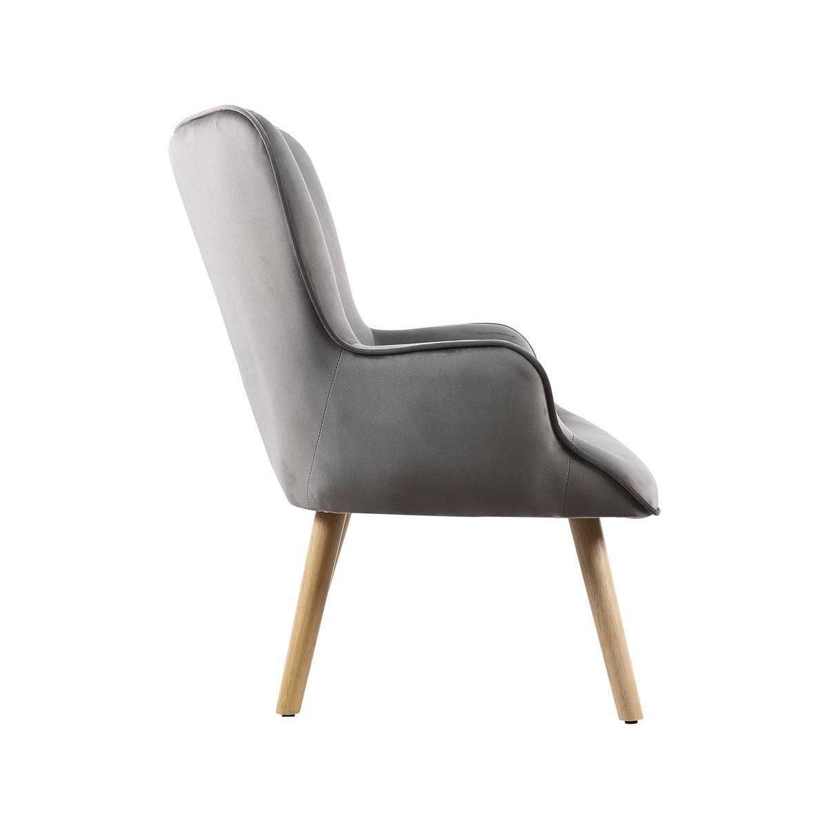 Habitat et Jardin Fauteuil style scandinave velours  Odense  - 73 x 81 x 92.5 cm - 1 place - Gris