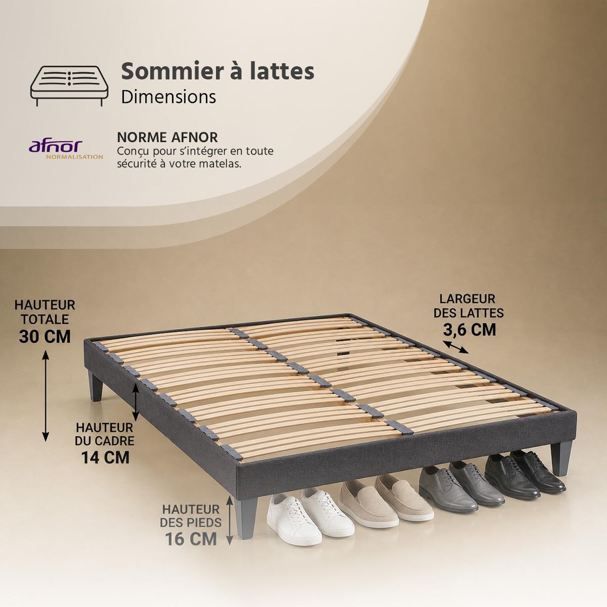Voir la diapositive 5 : BELLECOUR Bellecour literie | ensemble empereur | matelas mémoire de forme + sommier bois