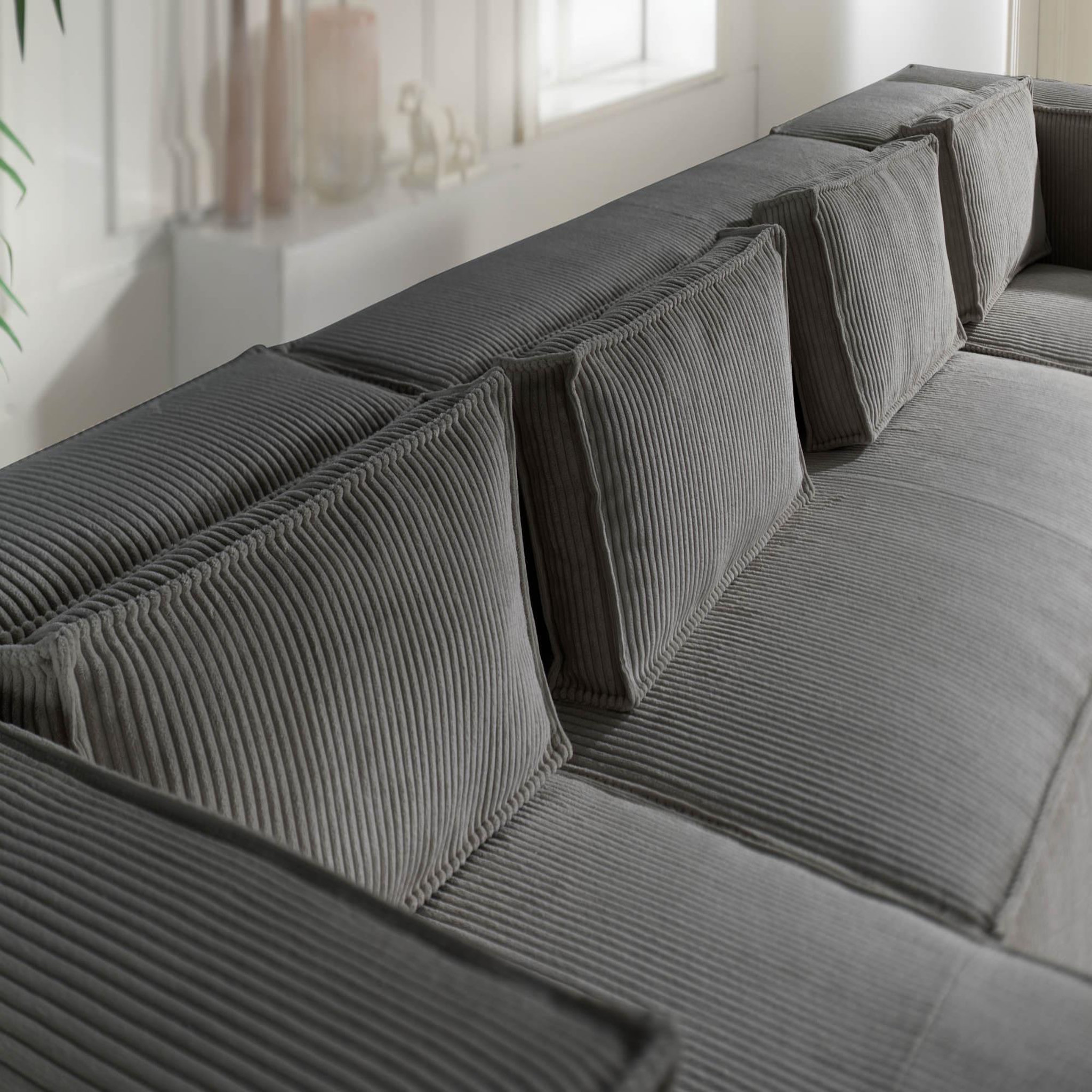 Voir la diapositive 3 : BEST MOBILIER Stella - canapé panoramique en u - 7 places - en velours côtelé
