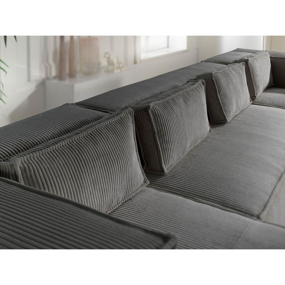 LISA DESIGN Stella - canapé panoramique en u - 7 places - en velours côtelé