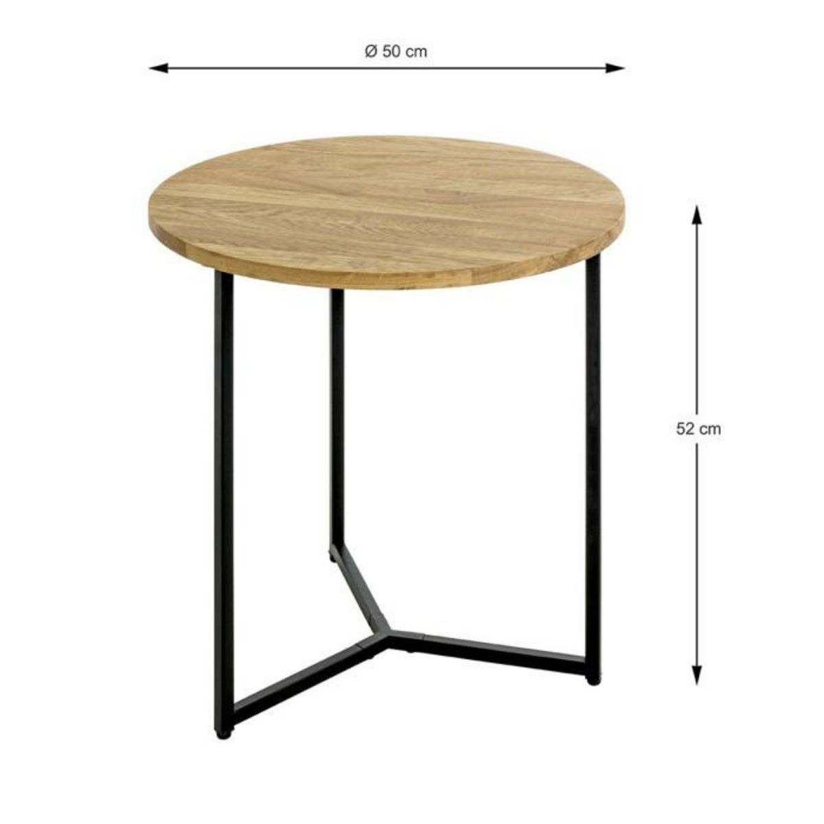 Paris Prix Table d'Appoint Ronde  Pika  52cm Chêne & Noir