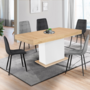 Voir la diapositive 4 : ID MARKET Table à manger extensible rectangle EDEN 6-10 personnes bois et blanc 160-200 cm