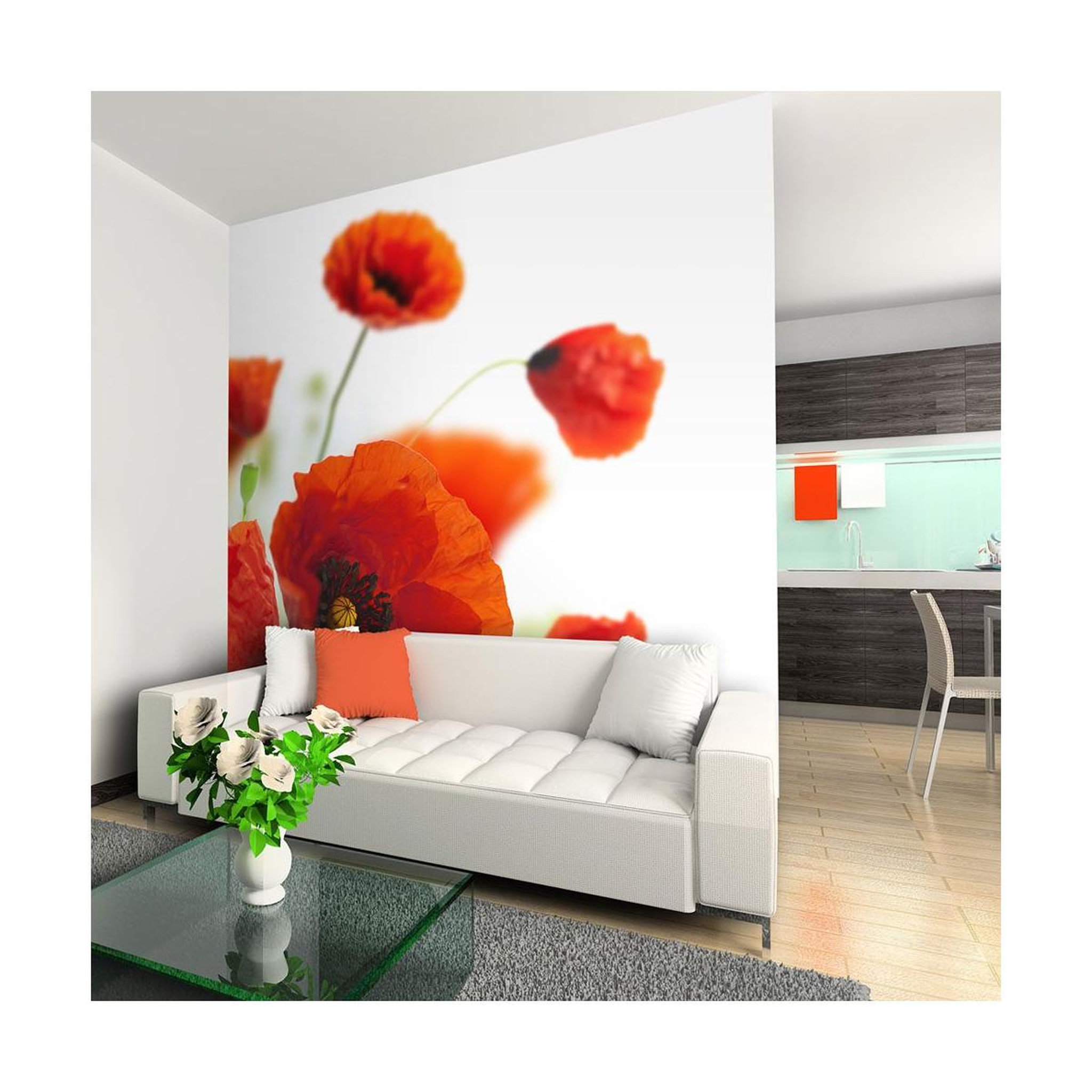Voir la diapositive 1 : Paris Prix Papier peint  poppies on the wihite background