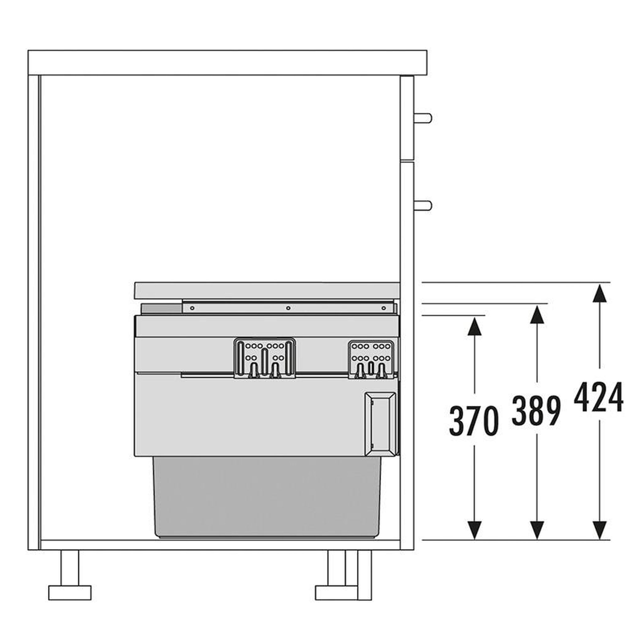 Voir la diapositive 4 : HAILO Poubelle de cuisine tri sélectif 2 bacs encastrable 56l (28+28) hailo cargo synchro