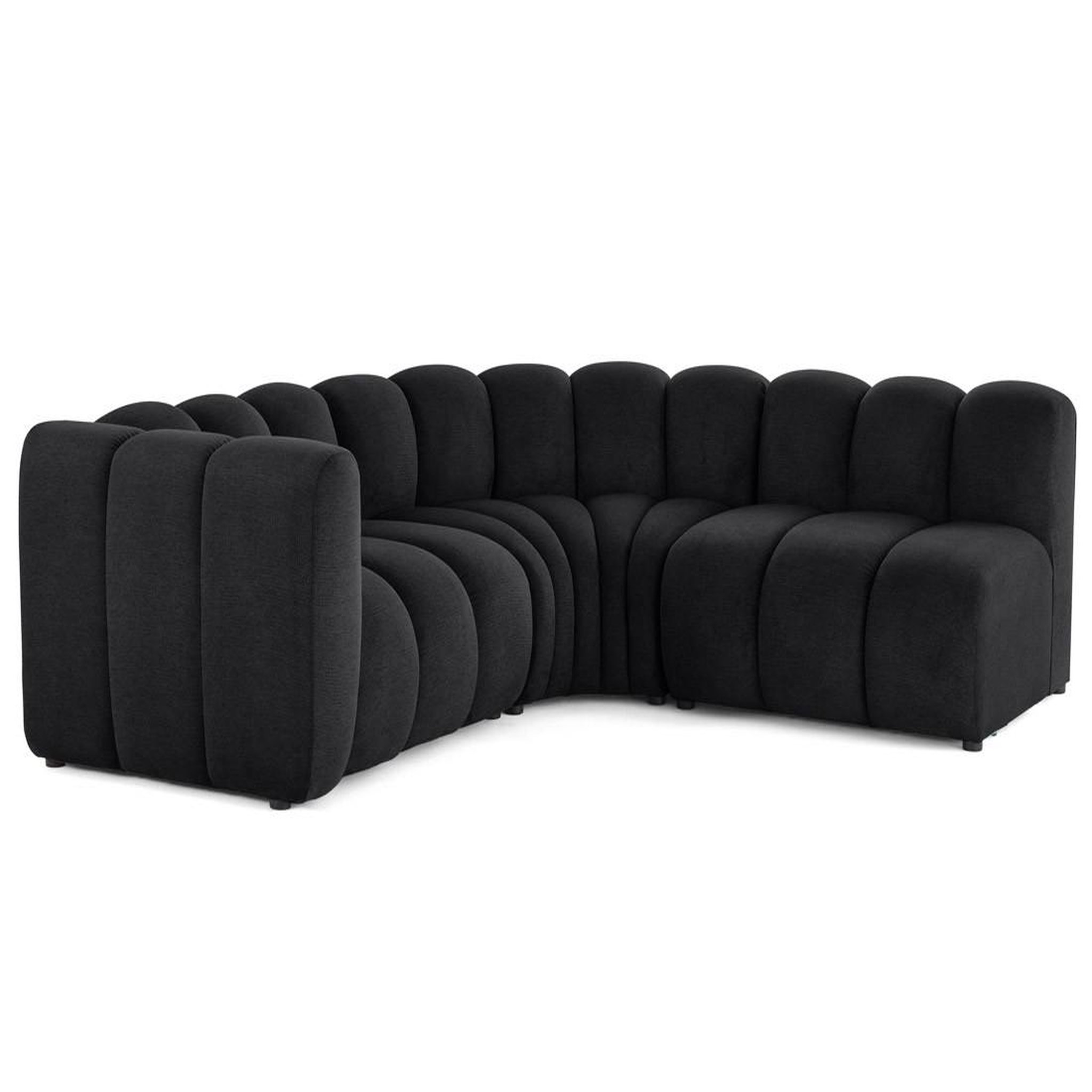 Voir la diapositive 4 : LISA DESIGN Debbie - canapé modulable d'angle droit 4 places avec accoudoir en tissu texturé