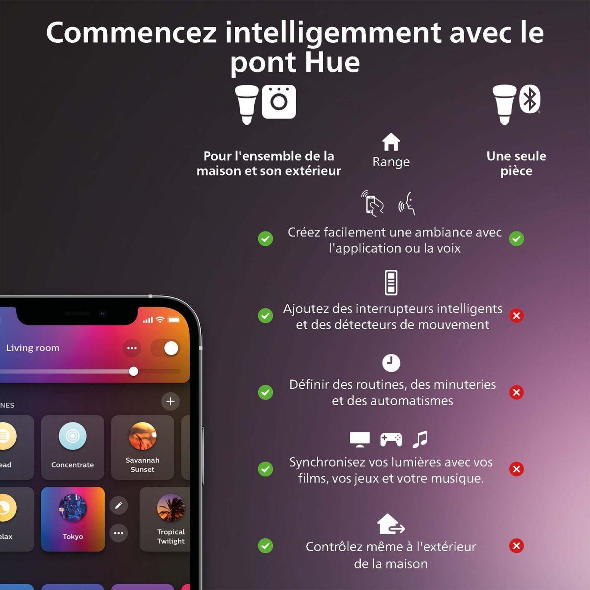 Voir la diapositive 5 : PHILIPS HUE Ampoule led connectée e14 white&color ambiance flamme pack 2