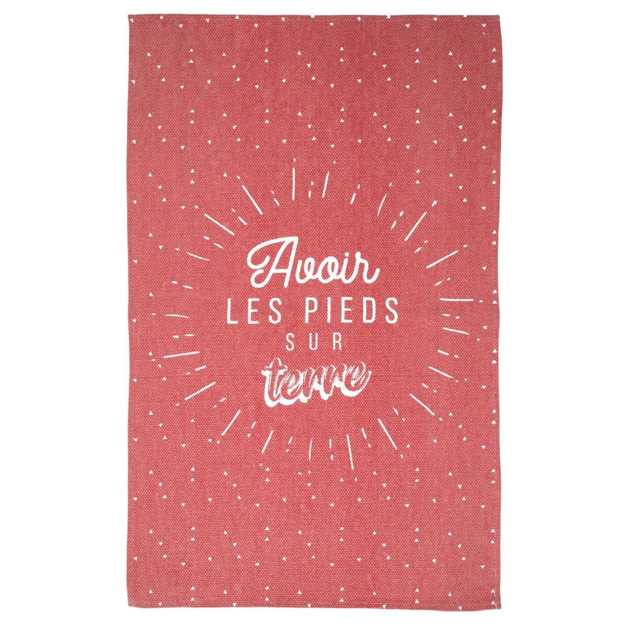 The Home Deco Factory Tapis déco  les pieds sur terre  50x80cm rouge