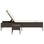 Voir la diapositive 5 : VIDAXL Chaise longue avec table et coussin marron resine tressee