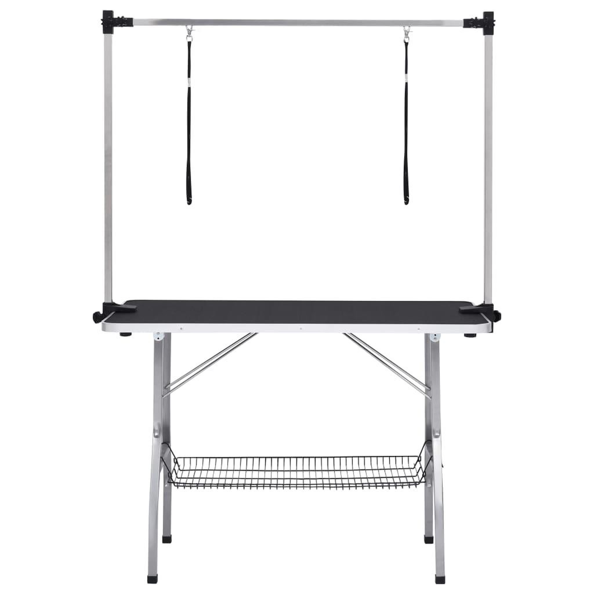Voir la diapositive 3 : VIDAXL Table de toilettage reglable de chiens avec 2 boucles et panier