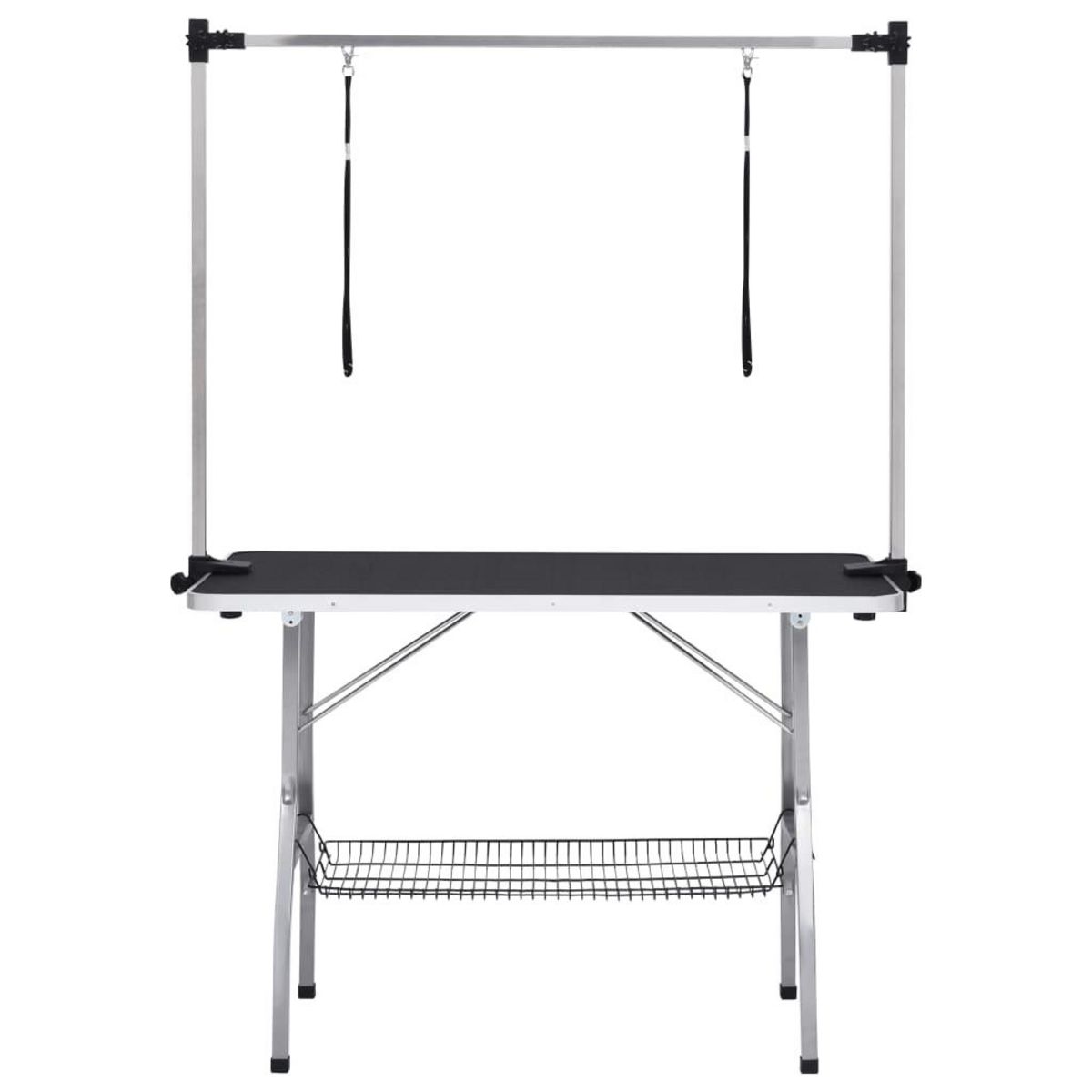 VIDAXL Table de toilettage reglable de chiens avec 2 boucles et panier
