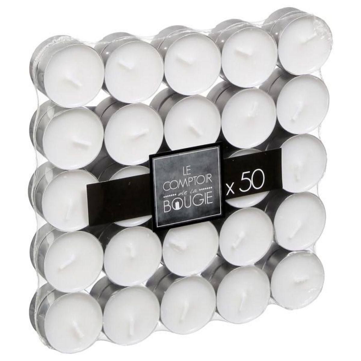 COMPTOIR DE LA BOUGIE Lot de 50 Bougies Chauffe-Plat  Many  3,7cm Blanc