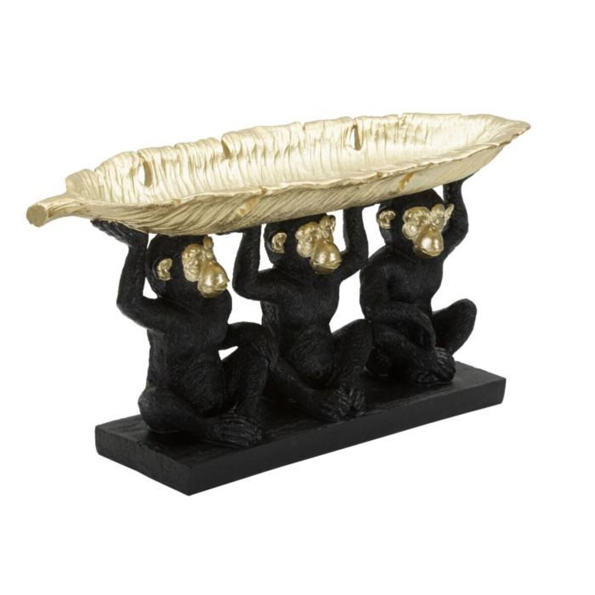Paris Prix Vide-Poche Statuette  3 Singes  43cm Noir & Or