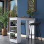 Voir la diapositive 6 : TOILINUX Table de bar avec niches de rangements en bois - Marron et blanc
