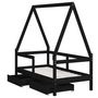 Voir la diapositive 4 : VIDAXL Cadre de lit enfant avec tiroirs noir 70x140 cm bois pin massif