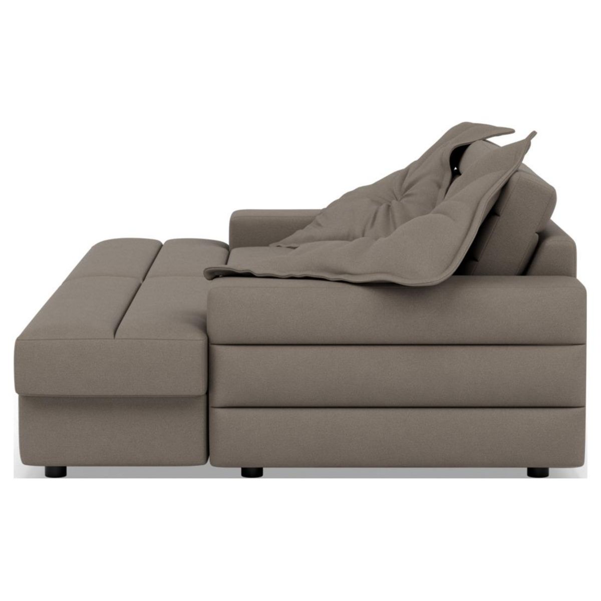 LISA DESIGN Loredana - canapé droit 4 places double méridienne - assise profonde - en tissu texturé