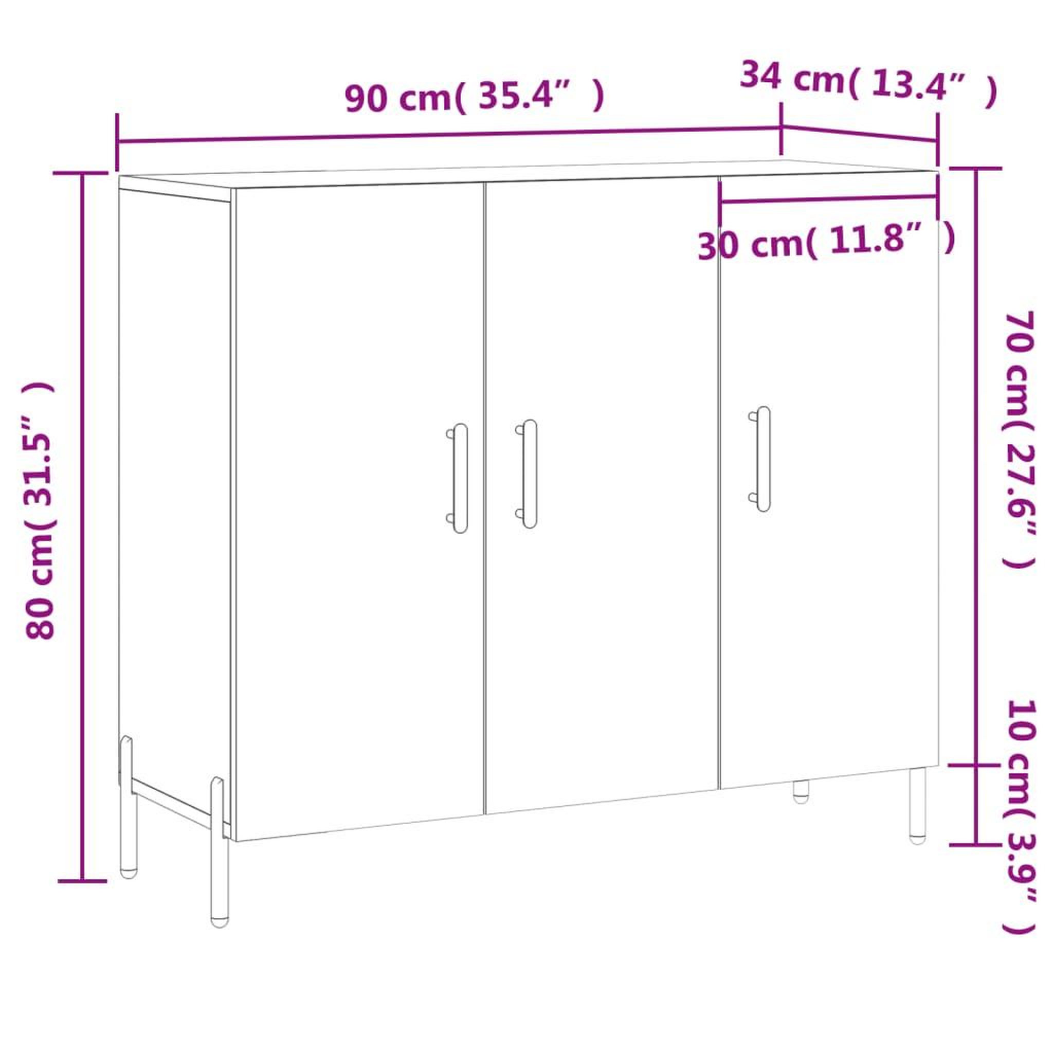 Voir la diapositive 6 : VIDAXL Buffet chene sonoma 90x34x80 cm bois d'ingenierie