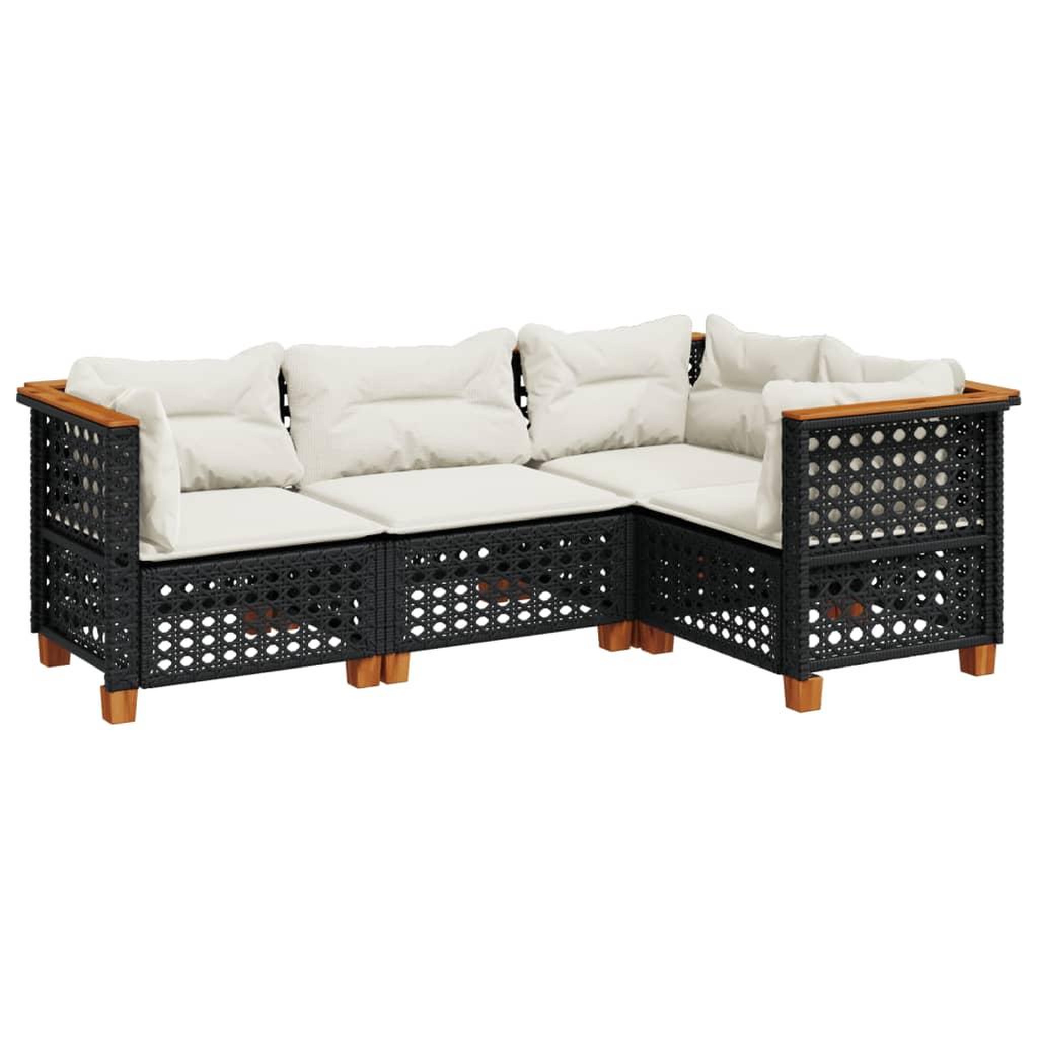 Voir la diapositive 2 : VIDAXL Salon de jardin 4 pcs avec coussins noir resine tressee
