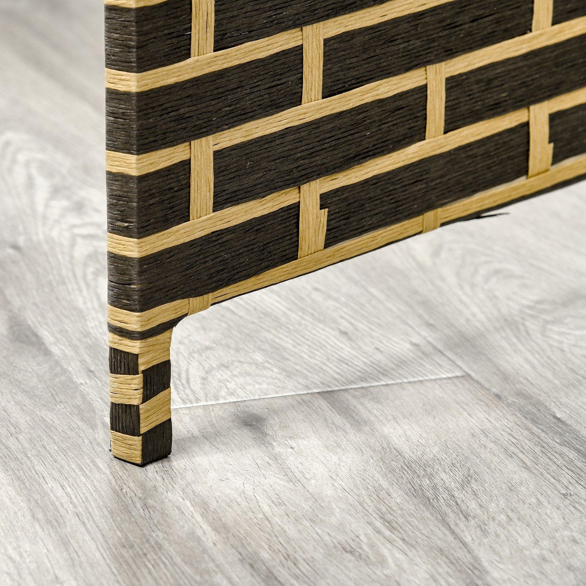 Voir la diapositive 6 : HOMCOM Paravent intérieur 4 panneaux pliables séparateur de pièce bois de peuplier fibres de papier tressée chocolat paille