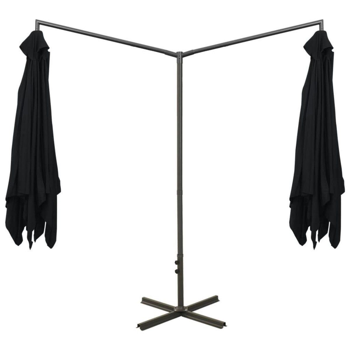 VIDAXL Parasol de jardin double avec mat en acier noir 600x300 cm