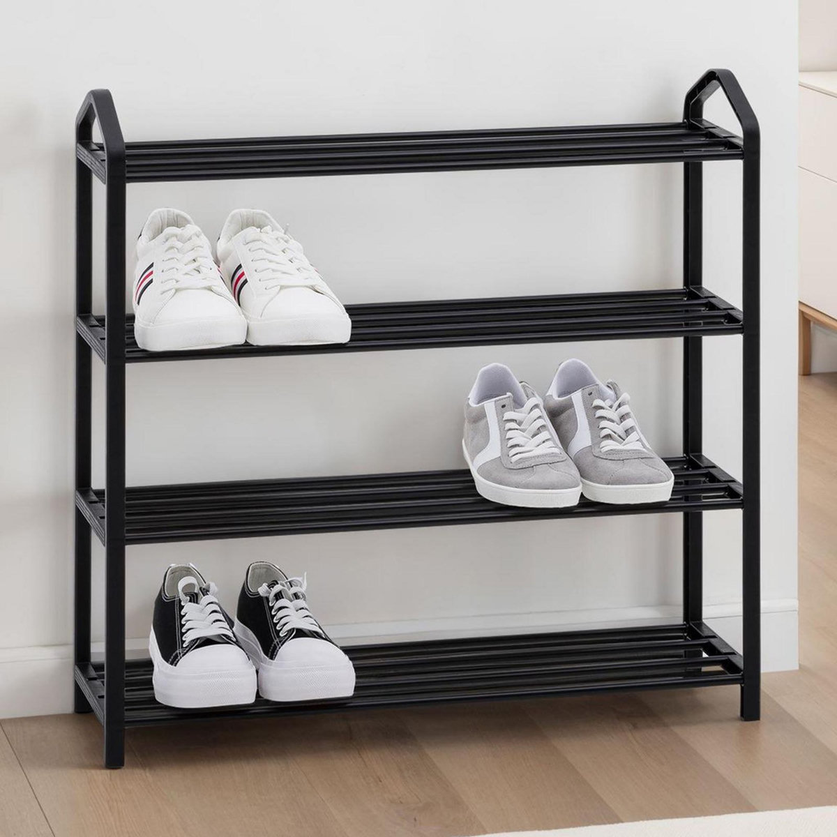 IDIMEX Étagère à chaussures TRALEE à quatre niveaux, en métal et plastique