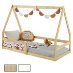 IDIMEX Lit cabane LUSIA 80 x 160 cm, en pin massif. Coloris disponibles : Marron, Blanc