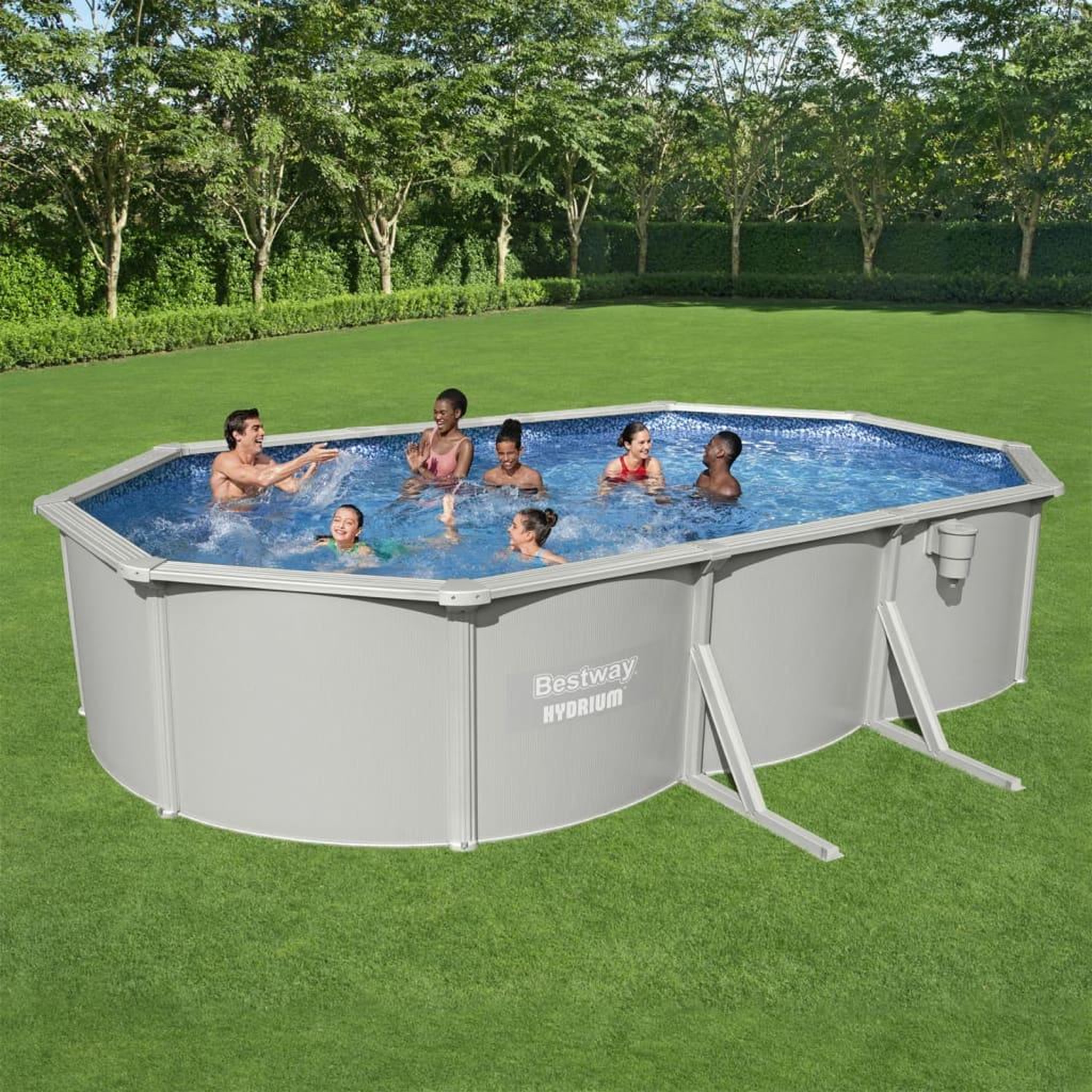 Voir la diapositive 1 : BESTWAY Bestway Piscine encadree hors sol ovale Hydrium 610x360x120 cm