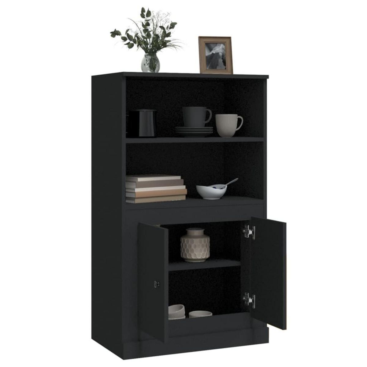 VIDAXL Buffet haut noir 60x35,5x103,5 cm bois d'ingenierie