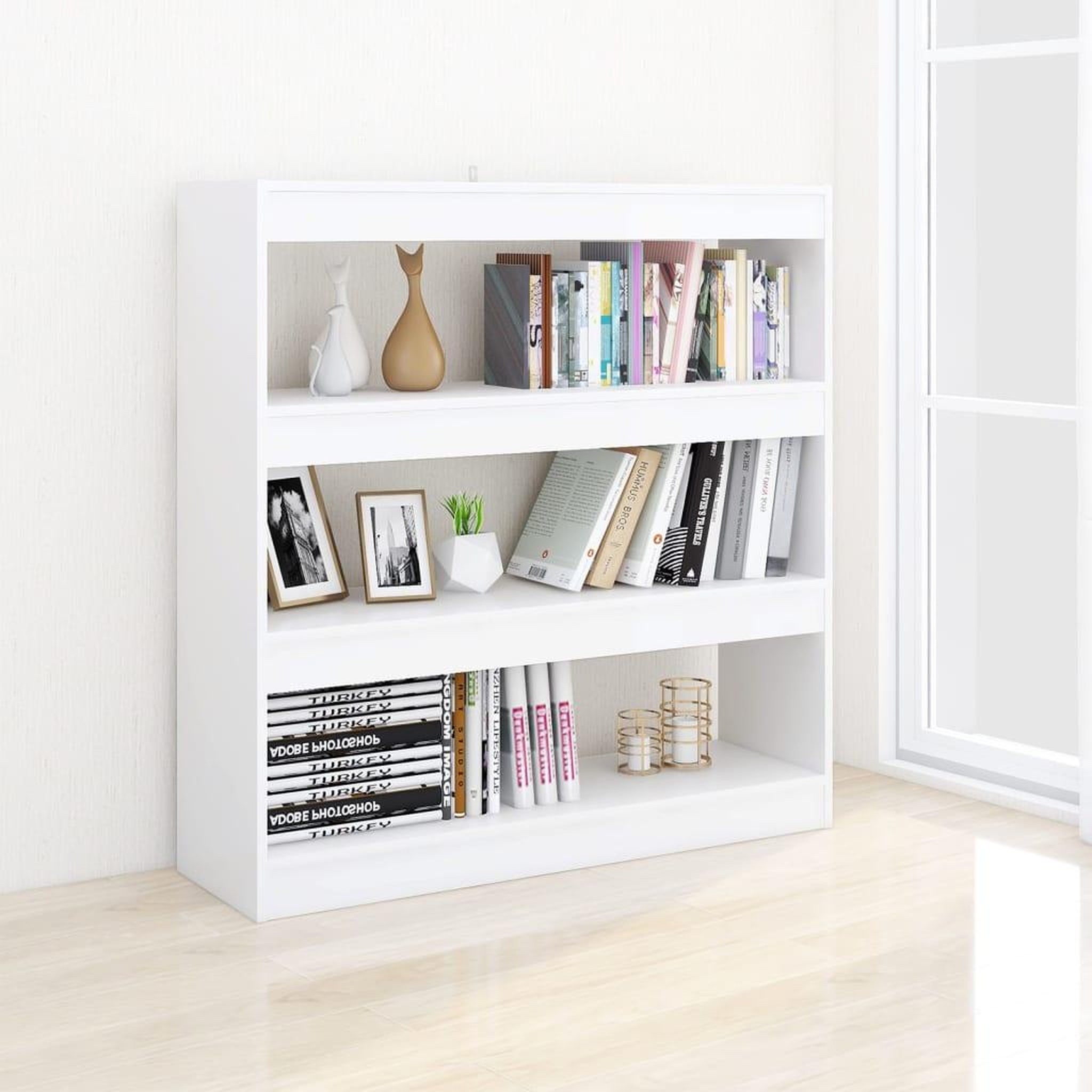 Voir la diapositive 5 : VIDAXL Bibliotheque/Separateur de piece Blanc 100x30x103 cm
