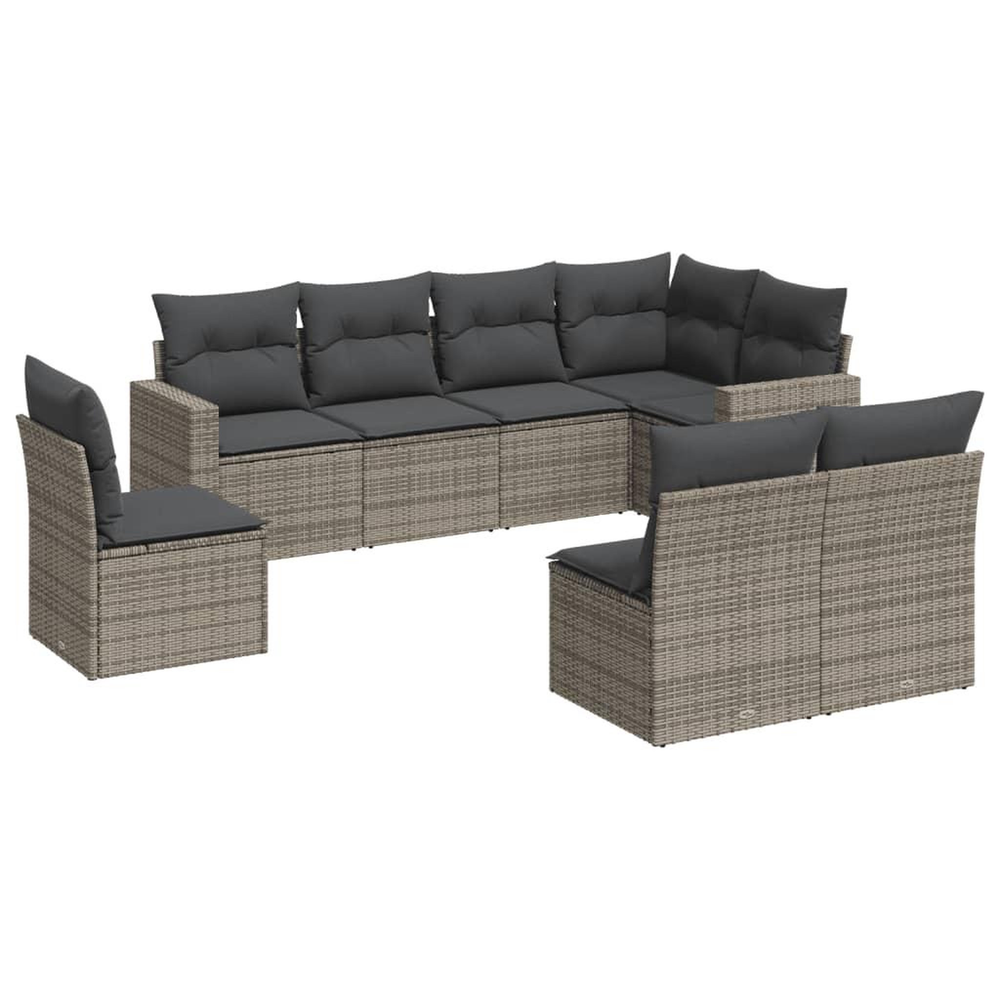 Voir la diapositive 2 : VIDAXL Salon de jardin 8 pcs avec coussins gris resine tressee