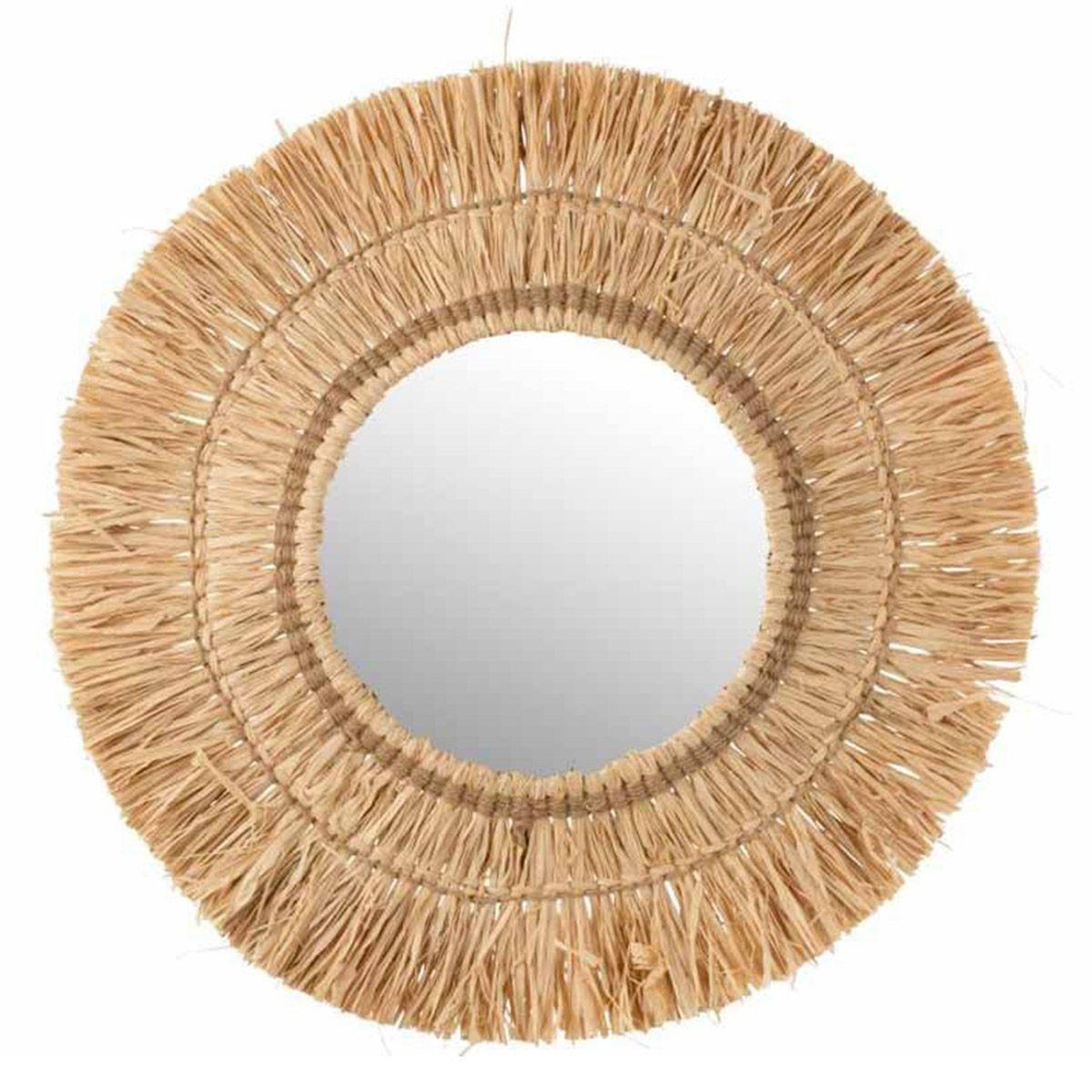J-LINE Miroir mural design  raphia  65cm naturel