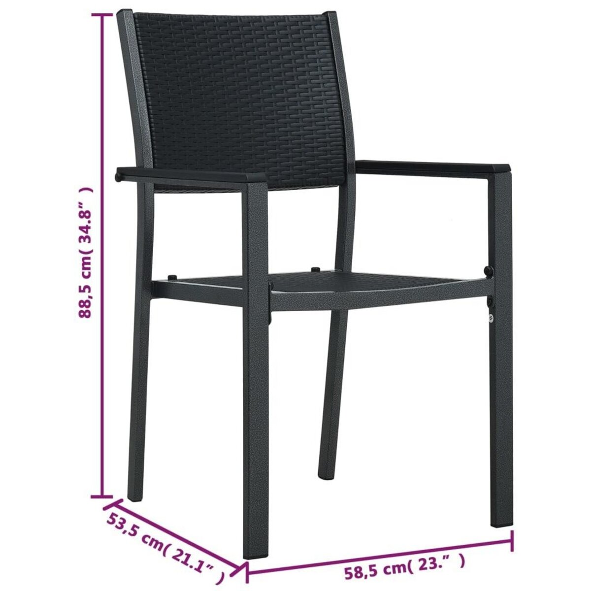 VIDAXL Chaises de jardin lot de 2 Noir Plastique Aspect de rotin